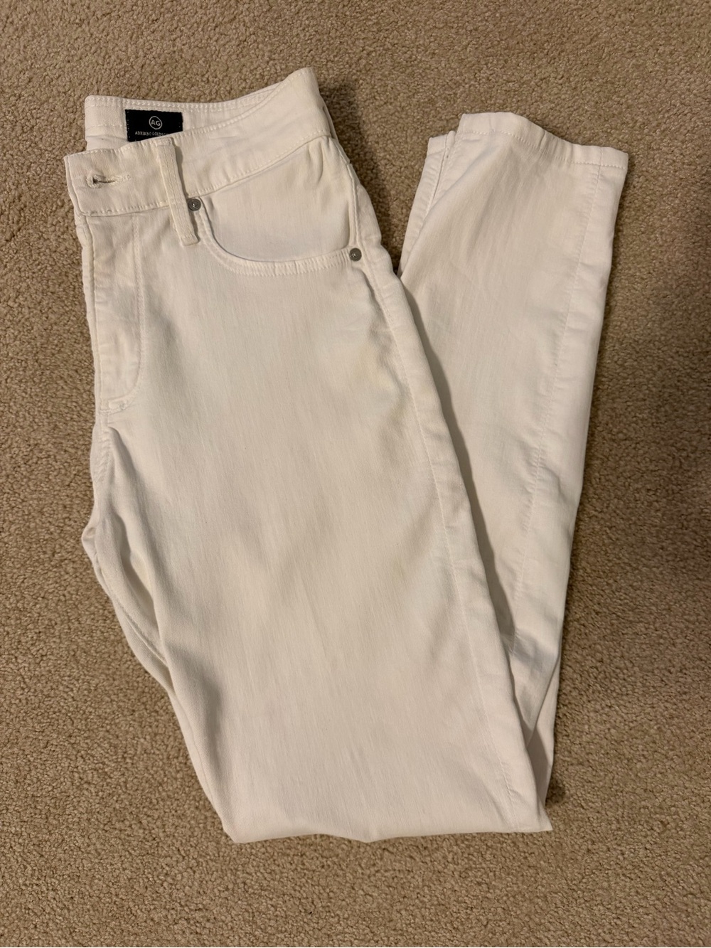 AG Adriano Goldschmied Farrah Skinny White Denim Jeans Size 27R